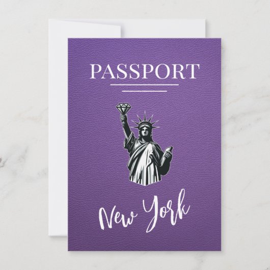 Lila New York City Pass Save the Date (Vorderseite)