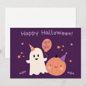 Lila Niedlich Happy Halloween Feiertagskarte (Vorne/Hinten)
