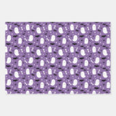 Lila Niedliche Geister und Fledermäuse Orange Hall Geschenkpapier Set (Vorderseite)