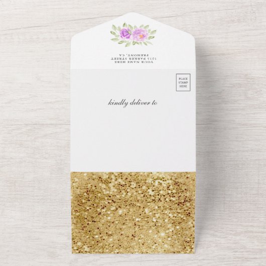 Lila Niedliche Princess Carriage Baby Dusche All In One Einladung (Außenbereich)