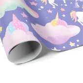 Lila Niedliche Rainbow-Kindermädchen Geschenkpapier (Rolleneckpunkt)