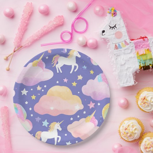 Lila Niedliche Rainbow-Kindermädchen Pappteller (Party)