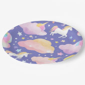 Lila Niedliche Rainbow-Kindermädchen Pappteller (Schrägansicht)