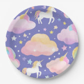 Lila Niedliche Rainbow-Kindermädchen Pappteller (Vorderseite)