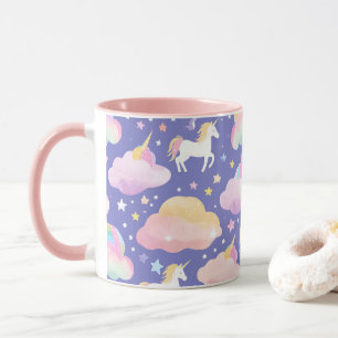 Lila Niedliche Rainbow-Kindermädchen Tasse