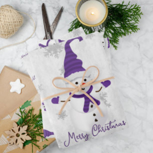 Lila Niedliche Schneemannpapier-Blätter Geschenkpapier Set