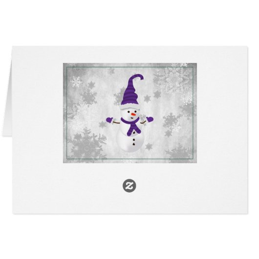 Lila Niedliche Snowman Holiday Grußkarte (Rückseite Horizontal)
