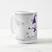 Lila Niedliche Snowman Holiday Tasse (Vorderseite Links)