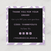 Lila Niedliche Spooky Ghost Pattern Danke U Hallow Quadratische Visitenkarte (Rückseite)