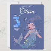 Lila Niedliche Wasserfarbe Mermaid Geburtstag Einladung (Vorderseite)