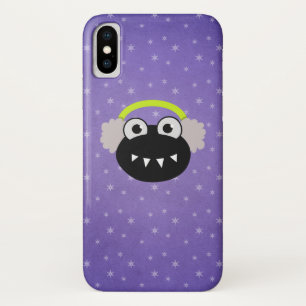 Lila niedlicher Cartoon-Wanze Earflaps Winter iPhone X Hülle