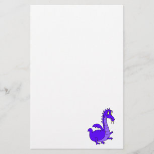 Lila niedlicher Cuddly Drache Briefpapier