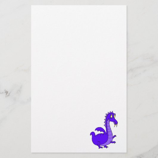 Lila niedlicher Cuddly Drache Briefpapier (Vorderseite)