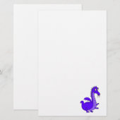 Lila niedlicher Cuddly Drache Briefpapier (Vorne/Hinten)