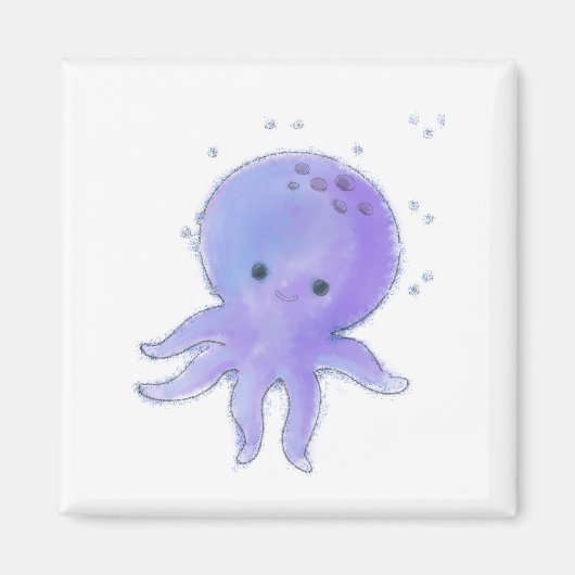 Lila Niedlicher Oktopus Wasserfarbe Magnet (Vorne)