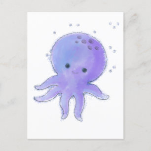 Lila Niedlicher Oktopus Wasserfarbe Postkarte
