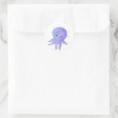 Lila Niedlicher Oktopus Wasserfarbe Runder Aufkleber (Tasche)