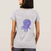 Lila Niedlicher Oktopus Wasserfarbe T-Shirt (Rückseite)
