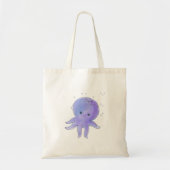 Lila Niedlicher Oktopus Wasserfarbe Tragetasche (Vorne)