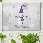 Lila Niedlicher Snowman Ferienhaus Küchentuch (Gefaltet)