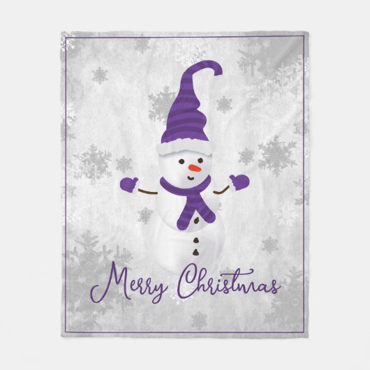 Lila Niedlicher Snowman Holiday Fleece Blanket (Vorderseite)