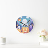 Lila Niedliches Halloween Runde Wanduhr (Zuhause)
