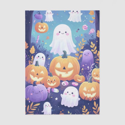 Lila Niedliches Halloween Seidenpapier (Vorderseite)