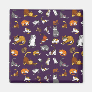lila niedliches Katzendesign für Katzenliebhaber- Magnet
