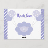 Lila Niedliches Lammfleisch, Babydusche Danke Postkarte (Vorderseite)