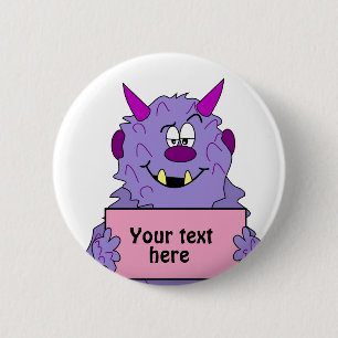Lila niedliches Monster-kundengerechte Schablone Button