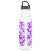 Lila Niedliches Sketch Herzmuster Edelstahlflasche (Rückseite)