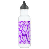 Lila Niedliches Sketch Herzmuster Edelstahlflasche (Rechts)