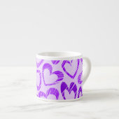 Lila Niedliches Sketch Herzmuster Espressotasse (Vorderseite Rechts)