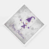 Lila Niedliches Snowman Holiday Paper Napkin Serviette (Ecke)