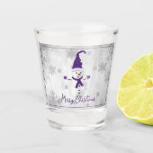 Lila Niedliches Snowman Holiday Showglas Schnapsglas (Vorderseite)