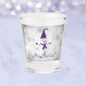 Lila Niedliches Snowman Holiday Showglas Schnapsglas