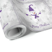 Lila Niedliches Snowman Weihnachtswrapper Geschenkpapier (Rolleneckpunkt)