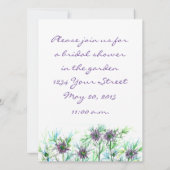 Lila Nigella Watercolor Blume Brautparty Einladung (Rückseite)