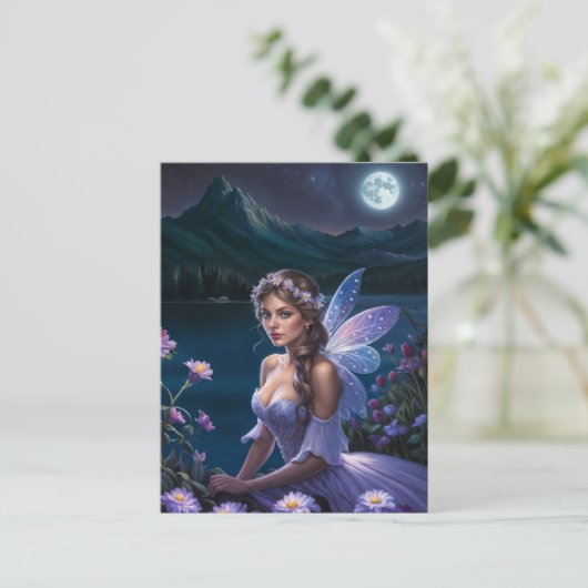 Lila Night Fairy Postkarte (Stehend Vorderseite)