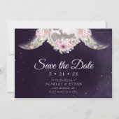 Lila Night Sky Floral Triple Moon Handfasts Save The Date (Vorderseite)