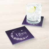 Lila Night Sky Libra Square Untersetzer (Schrägansicht)