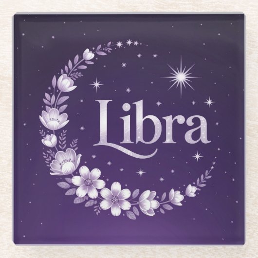 Lila Night Sky Libra Square Untersetzer (Vorderseite)