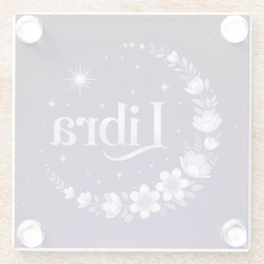 Lila Night Sky Libra Square Untersetzer (Rückseite)