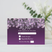 Lila Night Sky Lights Bridal Wedding RSVP Card (Stehend Vorderseite)