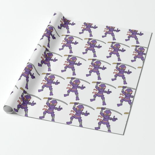 Lila Ninja-Design Geschenkpapier (Ungerollt)