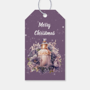 Lila Nostalgie frohe Weihnachten Geschenkanhänger