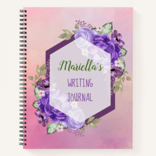 Lila Notebook mit benutzerdefinierter Blume Notizblock
