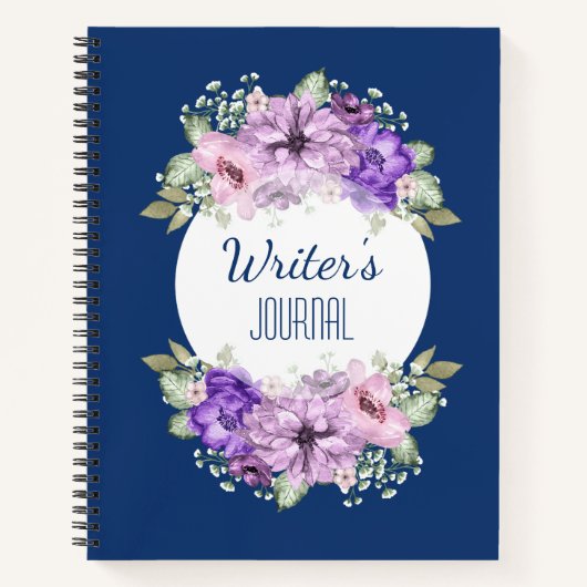 Lila Notebook mit benutzerdefinierter Blume Notizblock (Vorderseite)