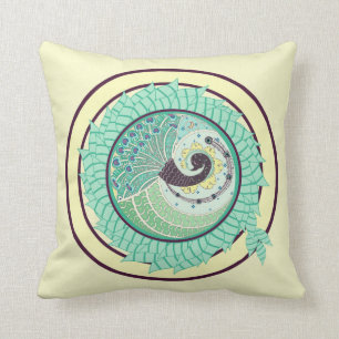 Lila Nouveau Pfau-Kunst-Dekor-Kissen Kissen