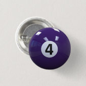 Lila Nr. 4 Billiard Pool Ball Button (Vorne & Hinten)